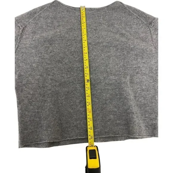 Massimo Dutti Women Sweater M Medium Knit Gray Crop shoulder seams 5727/621 NWT - Picture 7 of 7